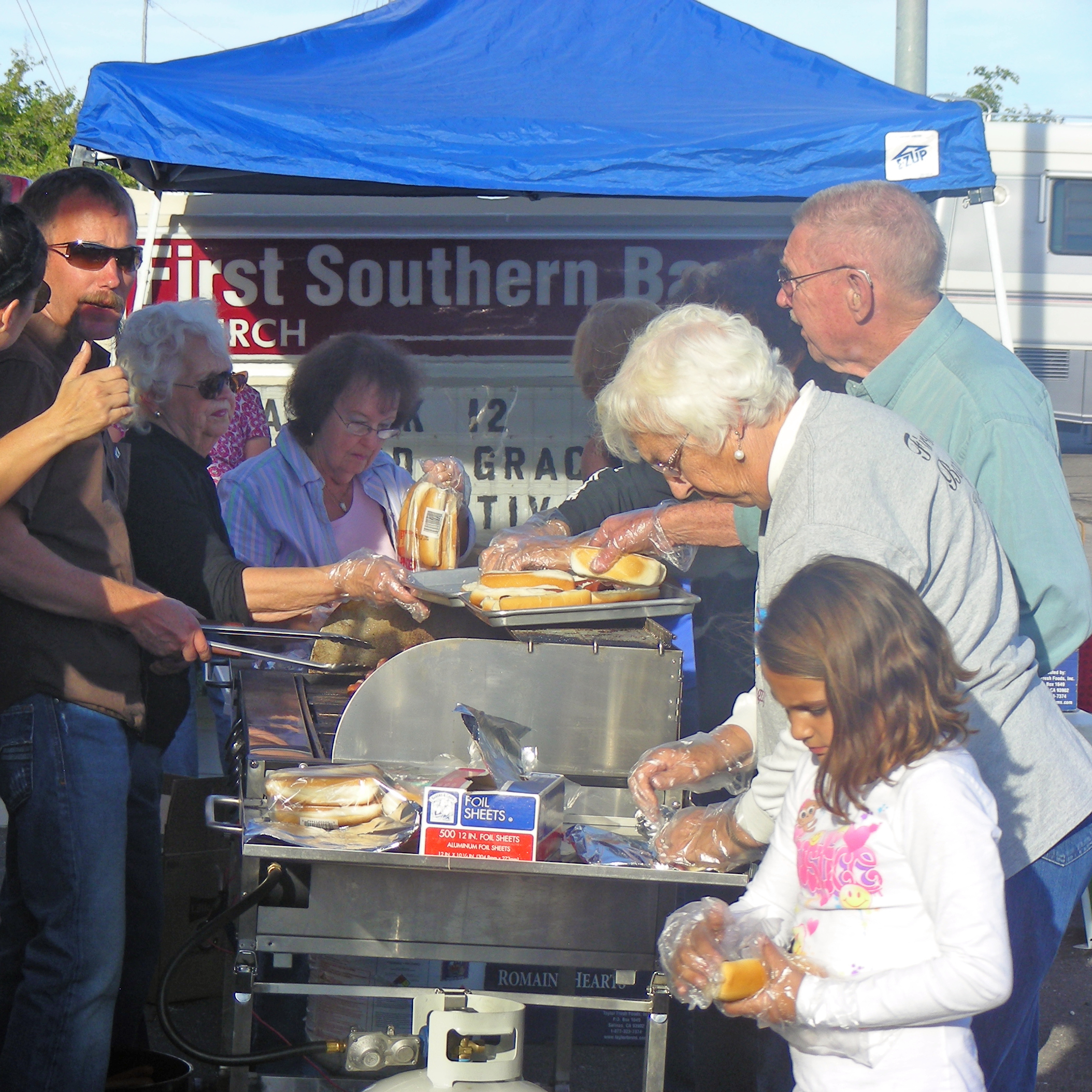 My Mom and my In-Laws helped make over 1,000 hot dogs!