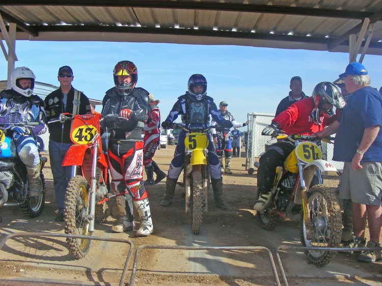 Bruce carefully selects his gate position, which pays off as he gets first place in his first moto.