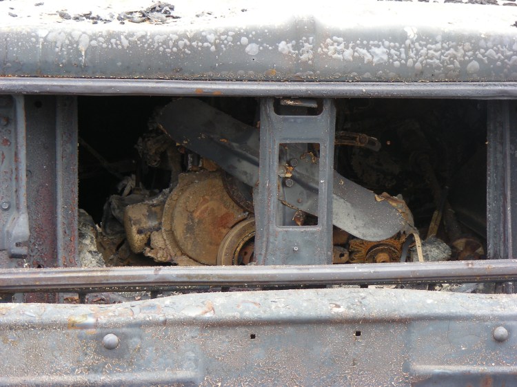 This was a 1978 GMC pickup that the homeowner purchased new. Some of the fella's that knew, said the truck was very nice. If you look close, you can see the engine melted...