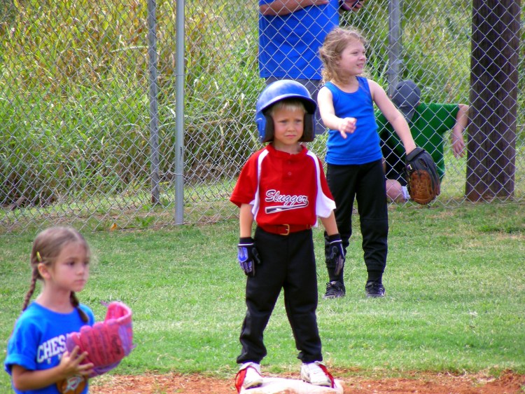 Leo has advanced to second, and is surrounded by the best girl players the other team can muster...