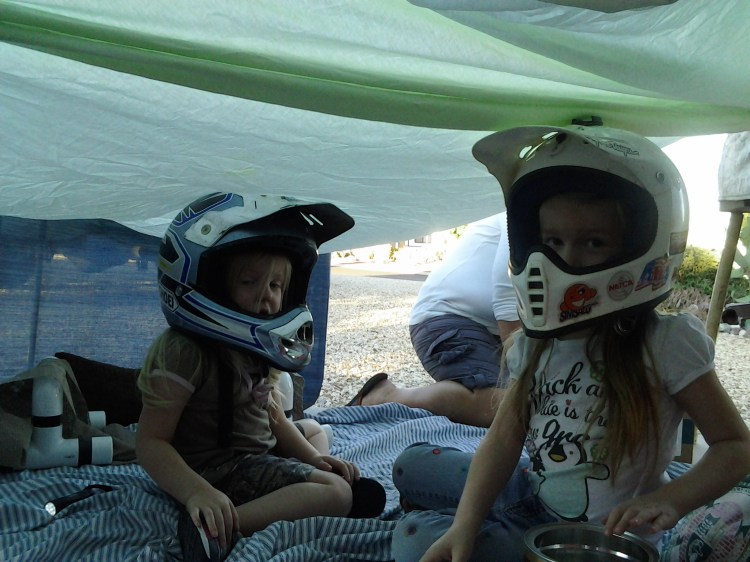Head protection in the fort, safety first...