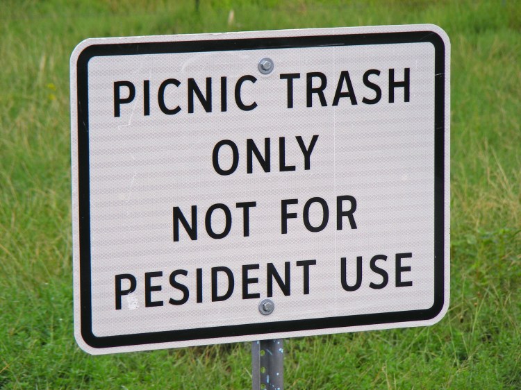 Really? Does Oklahoma need a sign telling them not to bring their home trash to the local road side rest???