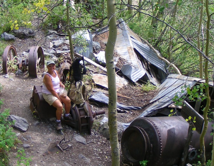 Our lunch break, the Grizzly Mine. It was fun to poke around and wonder, how did they get all this stuff up here???