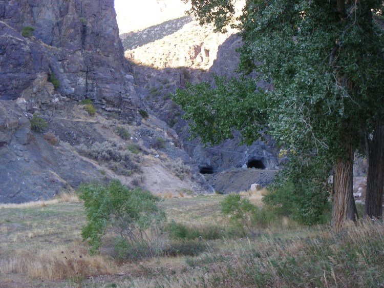 Two of the three tunnels that are at the end of the Wind River Canyon, just before the park we are in...