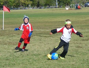 Leo puts a move on the other team. His team is really good, they play kids in the next (older) age bracket...