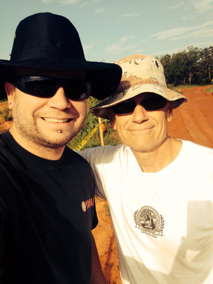 Paul and I with our boonie  hats are ready to flag and change course markers...